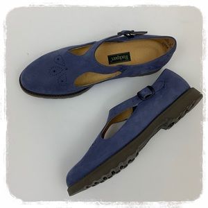 Rockport Vibram Blue Suede Leather T-Strap Shoes 8